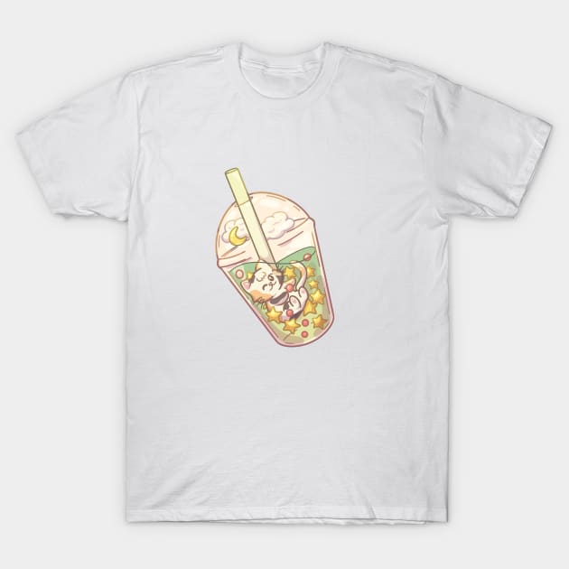 Cute Boba Tea Cat - Kawaii Bubble Tea T-Shirt by AlexBrushes